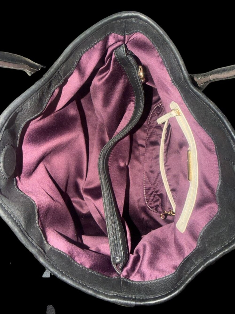 B Makowsky Nolita Turnlock Satchel Silver Black Colorblock Leather Shoulder Bag - Picture 7 of 8